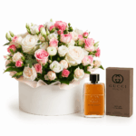 بوكس ورد الوردي والأبيض مع عطر قوتشي جيلتي – وايت جوي